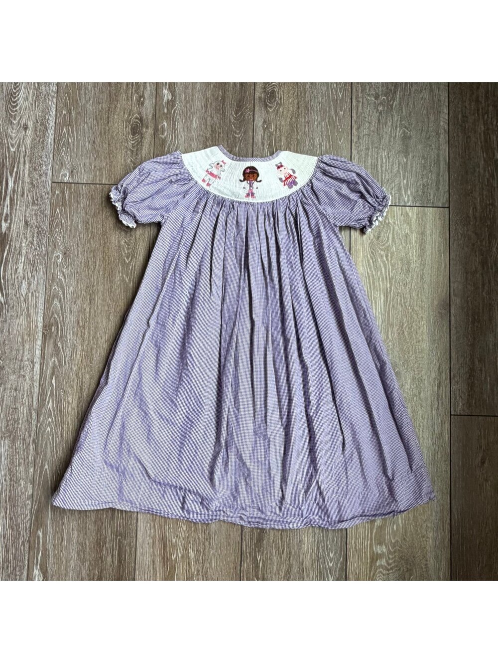 Babeeni Doc McStuffins Smocked Bishop Dress Gingham Size 5